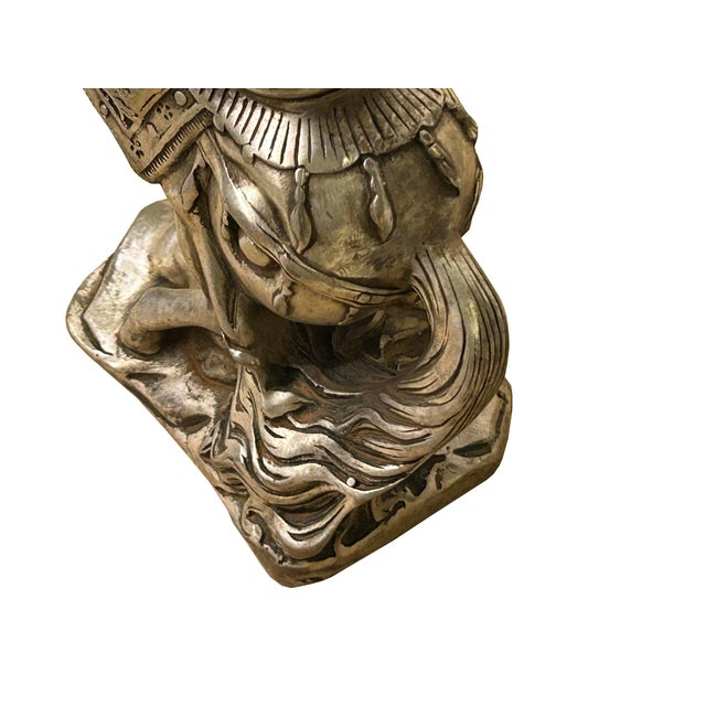 Metal Chinese Silver Pewter Color Mid Rearing Horse Metal Figure For Sale - Image 7 of 12