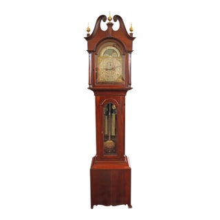 Early 20th Century Mahogany Two Weight Herschede Tall Case Grandfather Clock For Sale
