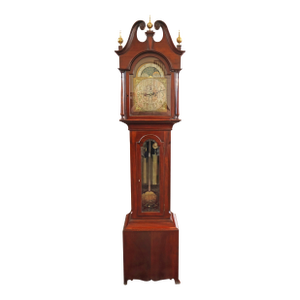 Early 20th Century Mahogany Two Weight Herschede Tall Case Grandfather Clock