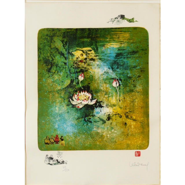 White Lotus Lithograph A limited edition lithograph by listed artist Hoi Lebadang, (Vietnamese/French, 1922 – 2015). This...