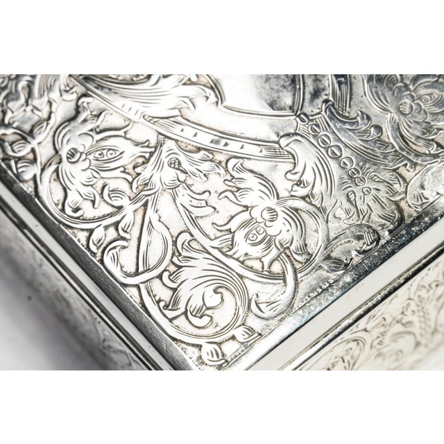 Stunning Antique Tiffany & Co Sterling Silver Box Art Nouveau Engraved Presentation Box Nyc New York History Luxury Home Decor For Sale - Image 4 of 16