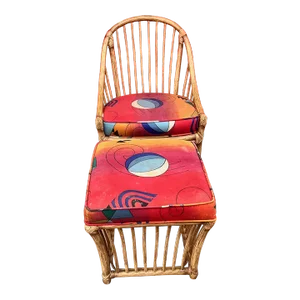 1980s Willow & Reed Chair With Ottoman