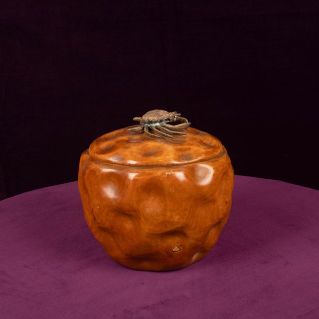 Carved Pear Wood Lidded Box with Bronze Crab by Aldo Tura, 1940 For Sale - Image 9 of 18