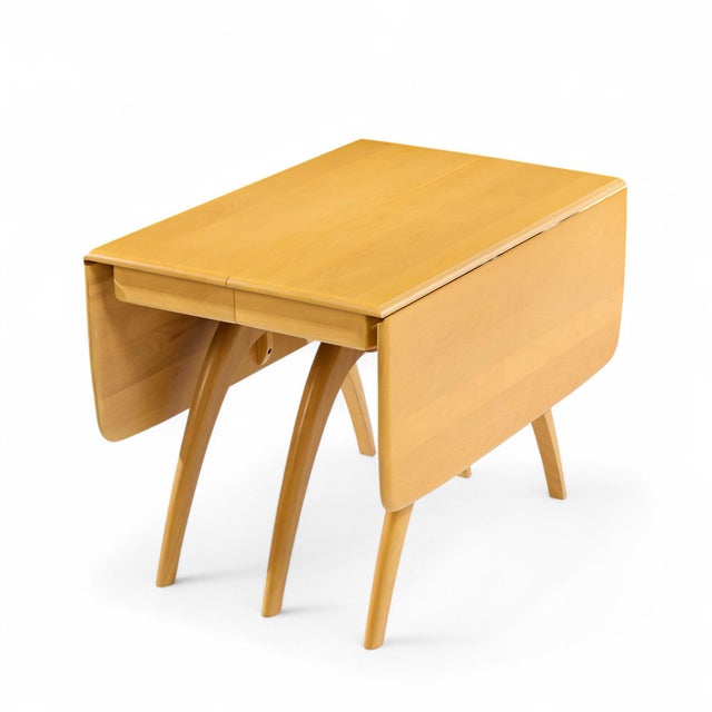 Heywood Wakefield Mid Century Wheat Wishbone Expanding Dining Table With 2 Leaves For Sale - Image 13 of 16