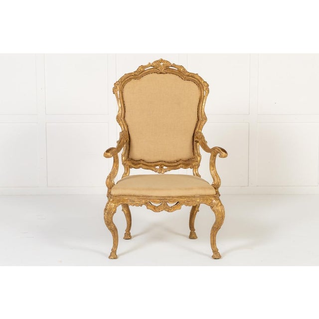18th Century Italian Carved Giltwood Armchair For Sale - Image 9 of 9