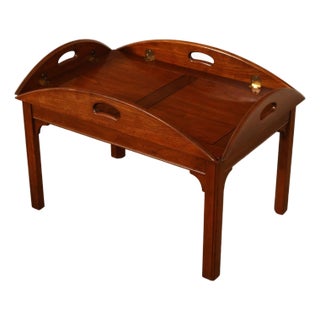 Chippendale Style Cherry Butler's Tray Coffee Table For Sale