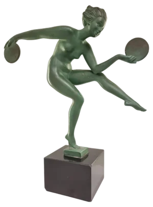 Art Deco Danseuse Paienne Figurine by Derenne for Max Le Verrier, France, 1920s