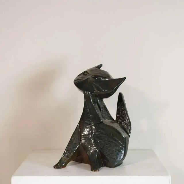 Black Stylized Cat Sculpture in Polychrome Ceramic from San Polo Venice For Sale - Image 8 of 8