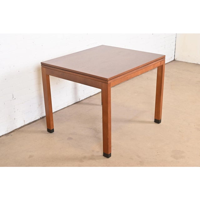 Brown Edward Wormley for Dunbar Mid-Century Modern Walnut Flip Top Dining or Game Table, Newly Refinished For Sale - Image 8 of 12