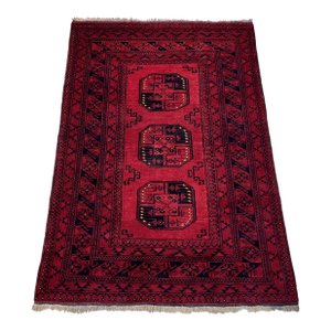 Red Turkmen Bokhara Hand-Knotted Wool Rug - 4'6" X 6'4"