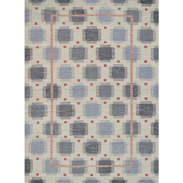 Handwoven Mansour Modern Swedish Lantern Inspired Wool Rug For Sale - Image 9 of 9