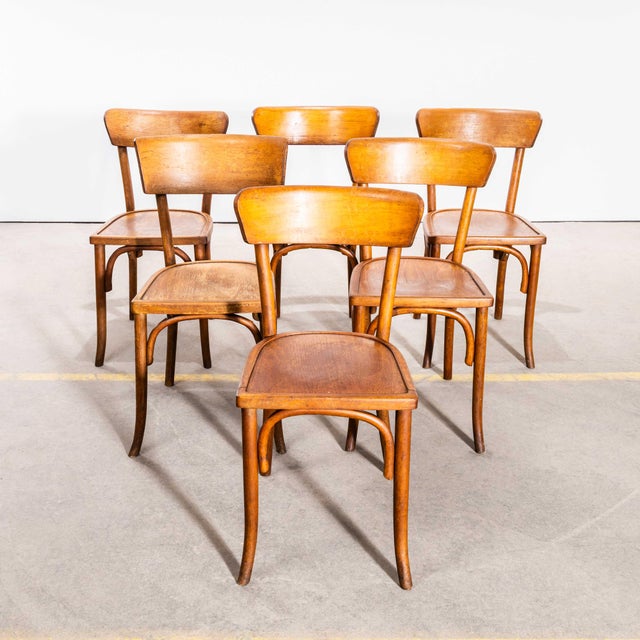 Honey Thin Slim Back Baumann Dining Chair, 1950s, Set of 6, Set of 6 For Sale - Image 15 of 15