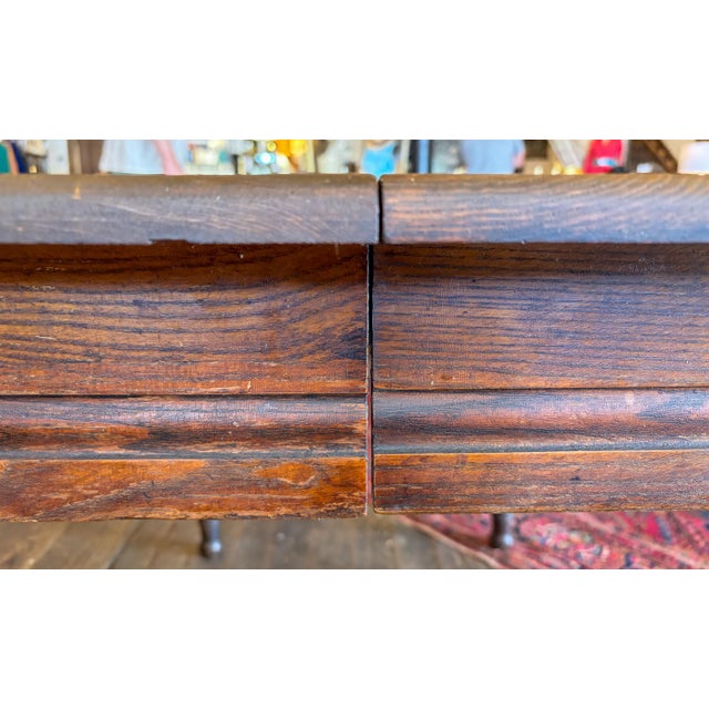 Wood Antique Oak Small Dining Table With Turned Legs Slight Eastlake Styling For Sale - Image 7 of 10