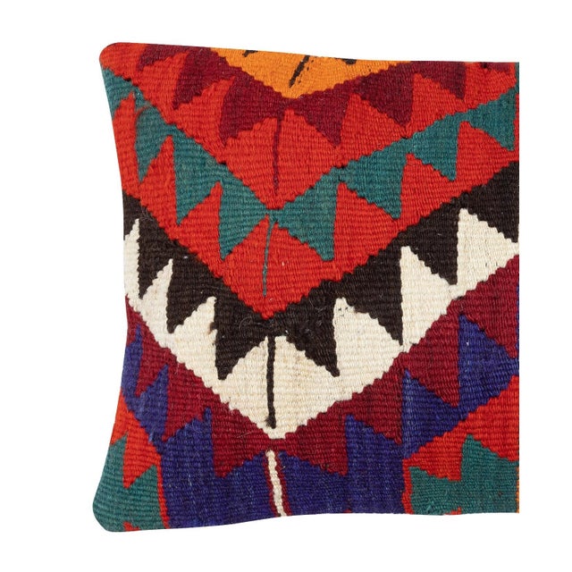 Traditional 14"x24" Handwoven Kilim Cushion Cover. Vintage Lumbar Pillow Cover. Throw Pillow For Sale - Image 3 of 5