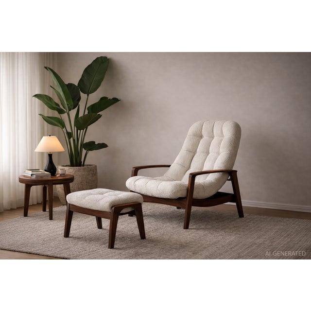 Set of Vintage Teak Scoop Chair with Ottoman by R.Huber & Co, 1960s For Sale - Image 16 of 17