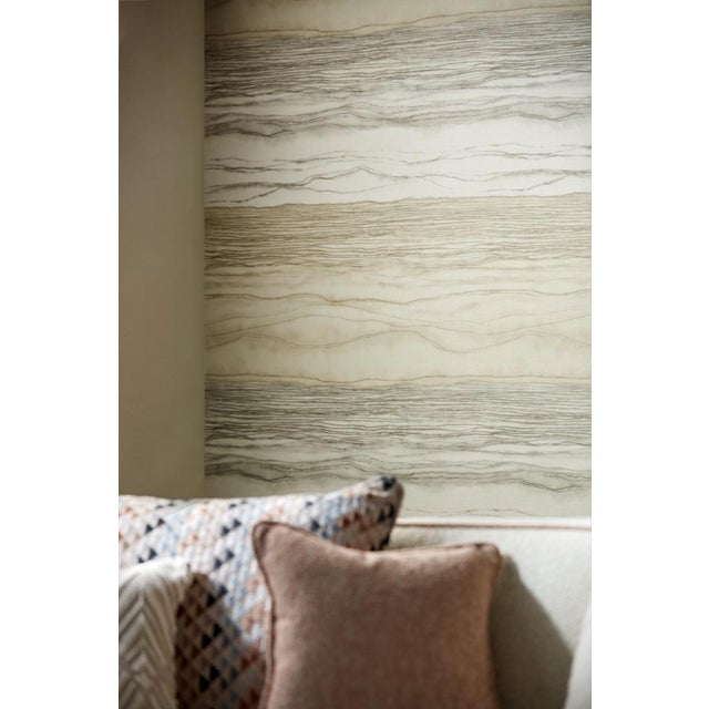 Contemporary Harlequin Metamorphic Wallpaper in Taupe/Linen - a Sample For Sale - Image 3 of 3
