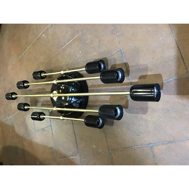 Art Deco Black Brass and Gold Wall Lamp from Historic Hotel in Rome, 1930s For Sale - Image 4 of 7