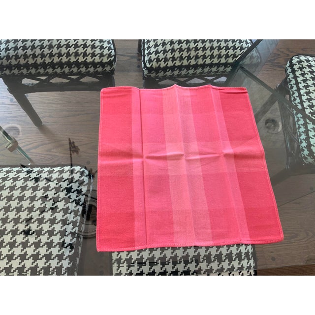 Pink Vintage Buffalo Check Pink Tablecloth & Napkins Set- 11 Pieces For Sale - Image 8 of 12
