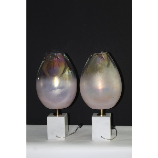 Mid 20th Century Mid 20th Century Pair of Barovier -Toso Influence Lamps For Sale - Image 5 of 11