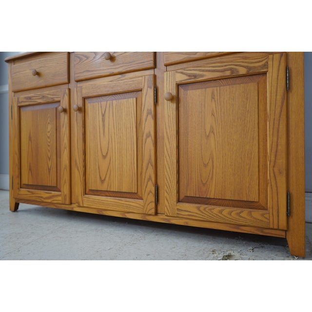 Country Oak 2 Piece Stepback Cupboard Hutch For Sale - Image 9 of 18