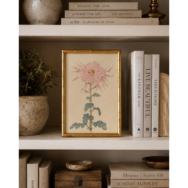 Paper Pink Floral Giclee, Vintage Japanese Botanical Art Print, 8" X 12" For Sale - Image 7 of 8