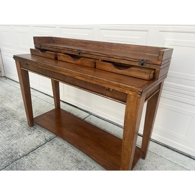 Mid 20th Century Mission Style Drop Leaf Desk/ Entry Table For Sale - Image 4 of 9