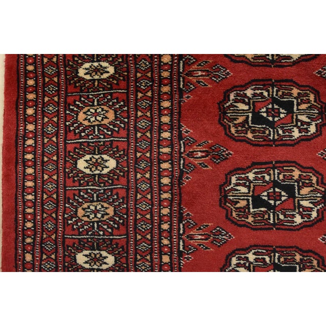 Bokhara Rug 3’2” X 5’3” Red Wool Tribal Hand-Knotted Oriental Carpet For Sale - Image 9 of 13