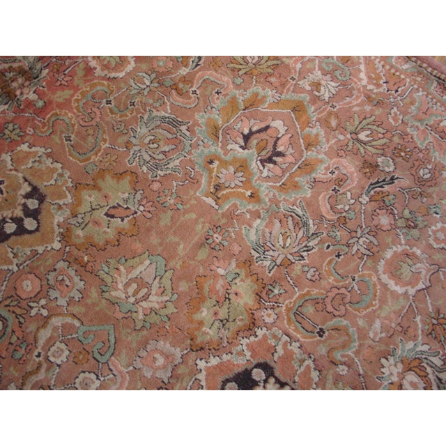 Late 19th Century 1880s Salmon Floral Antique English Round Axminster Rug 15'6" X 17' Handknotted Wool Carpet For Sale - Image 5 of 6