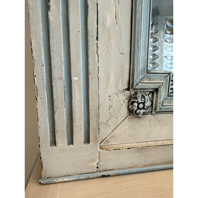 Rustic European Antique French Hand Carved Painted Buffet À Deux Corps For Sale - Image 3 of 12