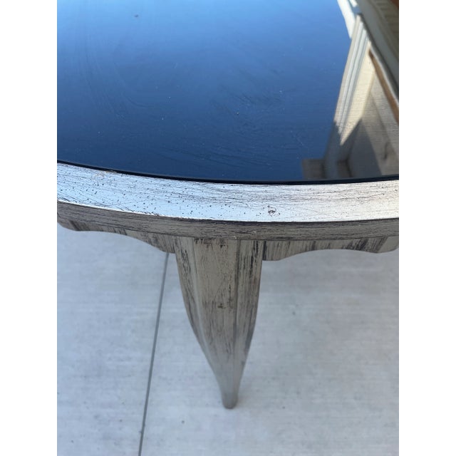 Late 20th Century Italian Silver Gilt & Black Glass Dining Table For Sale - Image 5 of 6