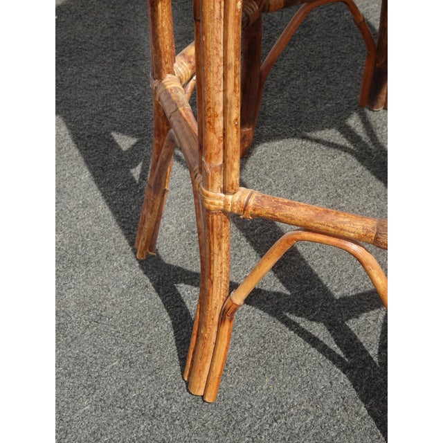 Vintage French Country Brown Bamboo Rattan Side Table ~ End Table For Sale - Image 10 of 10