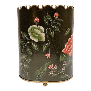 Vintage-Look Chinoiserie Waste Basket For Sale
