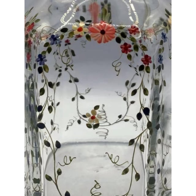 Hand-Painted Glass Flask With Floral Enamel Decoration, 18th Century For Sale - Image 4 of 7