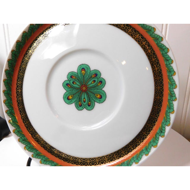 1990s Versace Marco Polo Espresso Saucer | Rosenthal Peacock Porcelain For Sale - Image 10 of 10