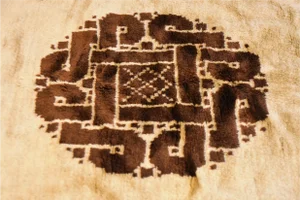 Antique North African White and Brown Rug, 1900s