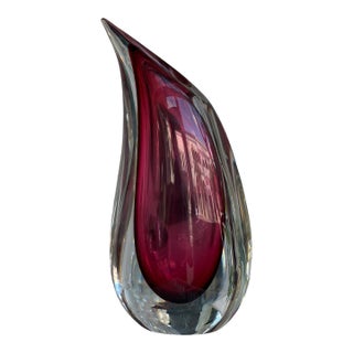 Murano Glass Pink Sommerso Teardrop Vases by Luigi Onesto - 1970's For Sale