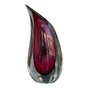 Murano Glass Pink Sommerso Teardrop Vases by Luigi Onesto - 1970's