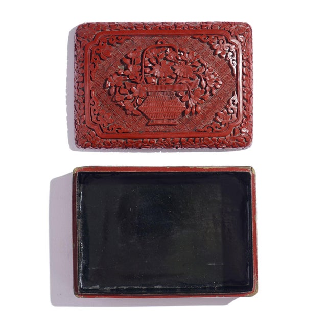 Early 20th Century Vintage Carved Chinese Cinnabar Box For Sale - Image 5 of 7