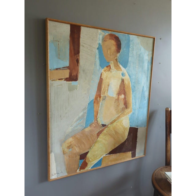 1960 Mid-Century Modern 'Astrid' Swedish Semi-Abstract Figurative Nude Oil Painting, Framed For Sale - Image 4 of 11