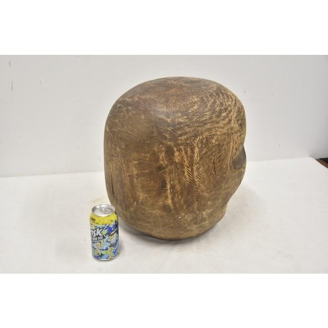 1940s Large Folk Art Skull Wood Carving For Sale - Image 9 of 11