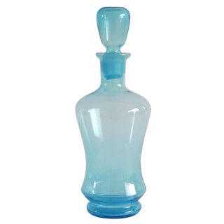 Turquoise Glass Decanter with Stopper For Sale