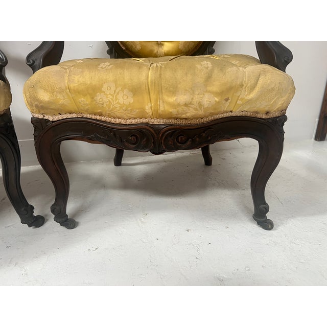 20th Century Napoleon III Louis XV Armchairs in Pearwood, Set of 2 For Sale - Image 10 of 15