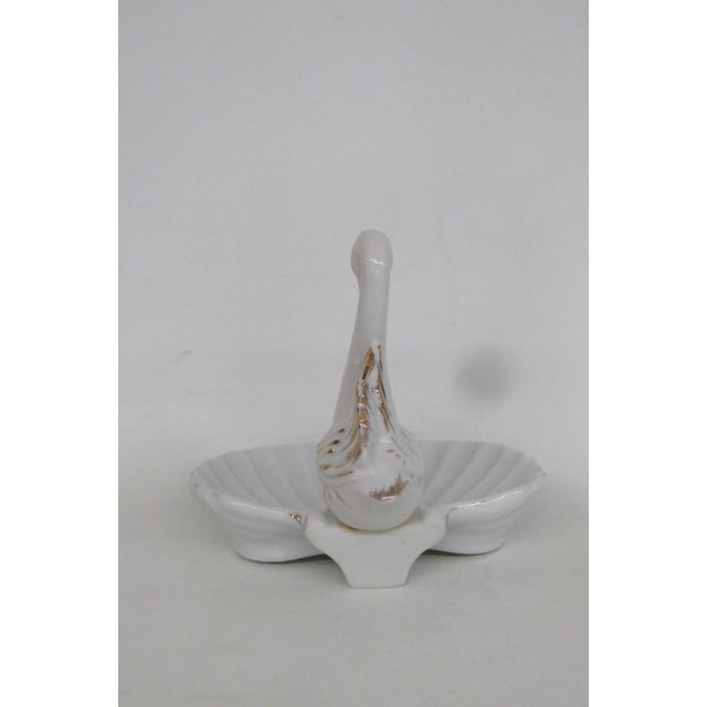 Ceramic Porcelain Swan Figurine With Gold Trim Shell Trinket Dish Made in Japan 4857b For Sale - Image 7 of 14
