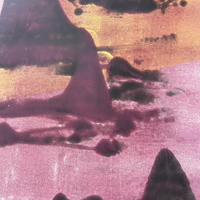 Original Abstract Landscape Monotype Artwork, Unframed For Sale - Image 4 of 5
