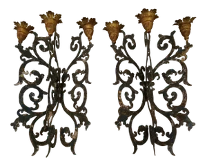 1900s Painted Tole Wall Sconces