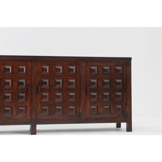 Vintage Brutalist Sideboard in Carved Wood, Spain, 1960s For Sale - Image 6 of 10