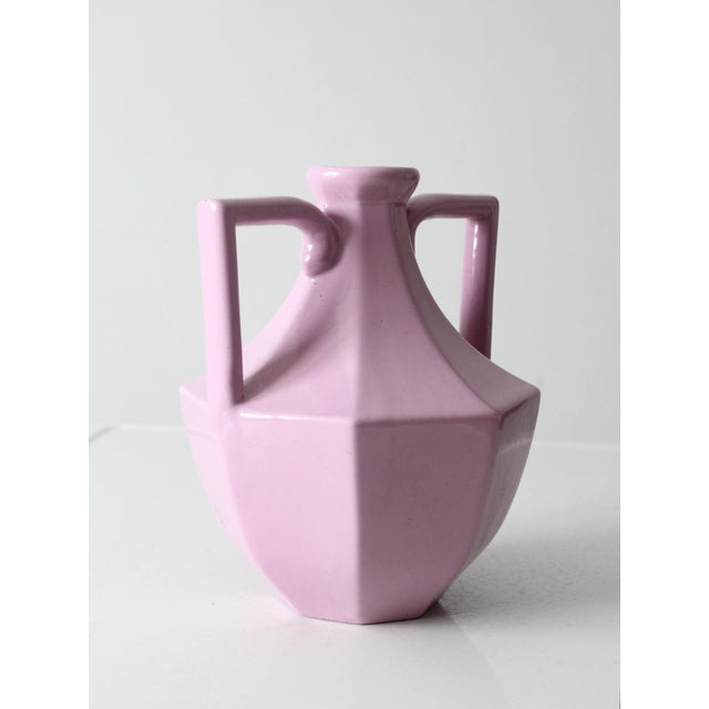 Vintage Lavender Postmodern Double Handle Ceramic Vase For Sale - Image 10 of 14