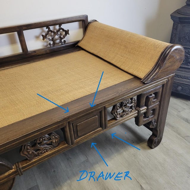 Chinese Ming Style Elm Kang Daybed / Opium Couch, Late Qing c.1890–1920 For Sale - Image 11 of 11