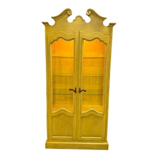 Vintage French Provincial Style Tall Glass Display Curio Cabinet For Sale