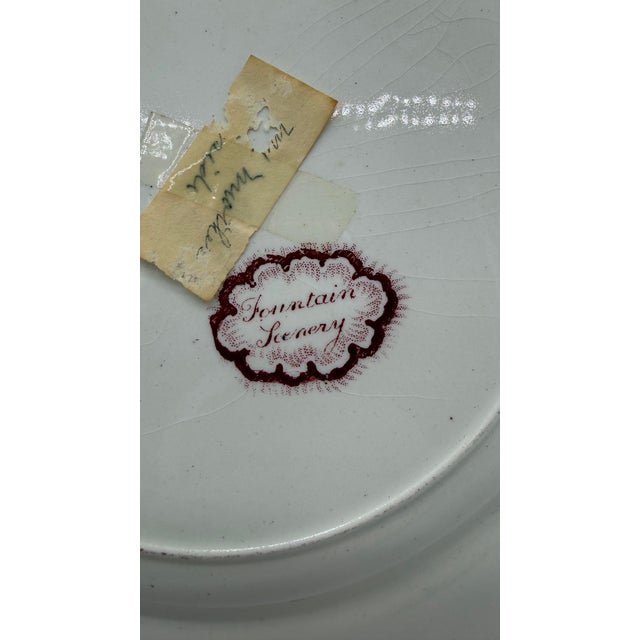 William Adams and Company A Antique Staffordshire "Fountain Scenery" Pink Transfer Decorated Plate, 1830’s For Sale - Image 4 of 10